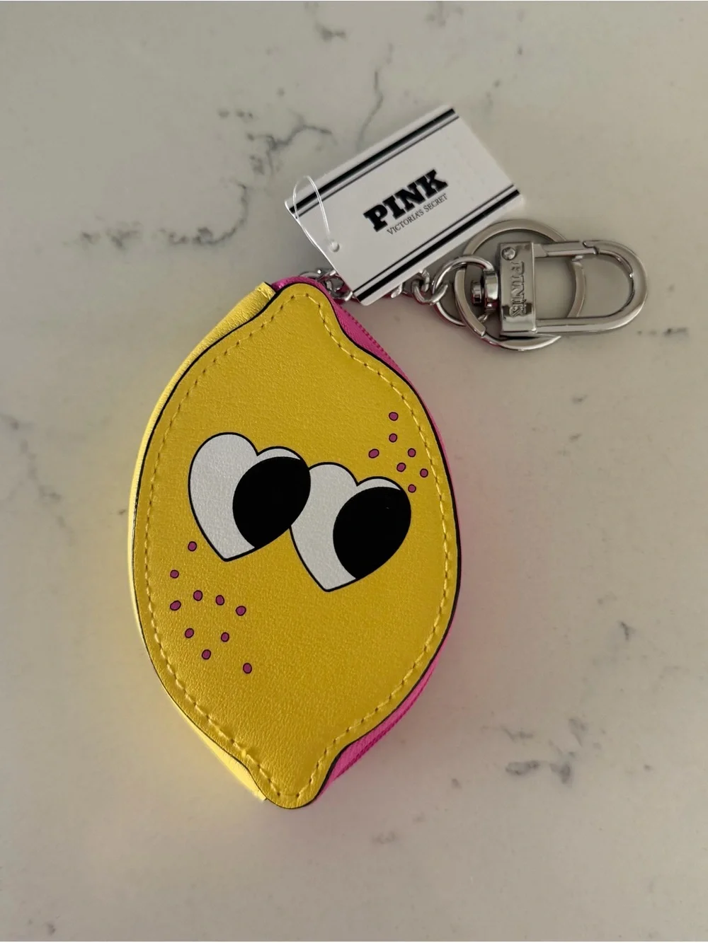 PINK Victoria's Secret Lemon Keychain Coin Pouch or bag charm